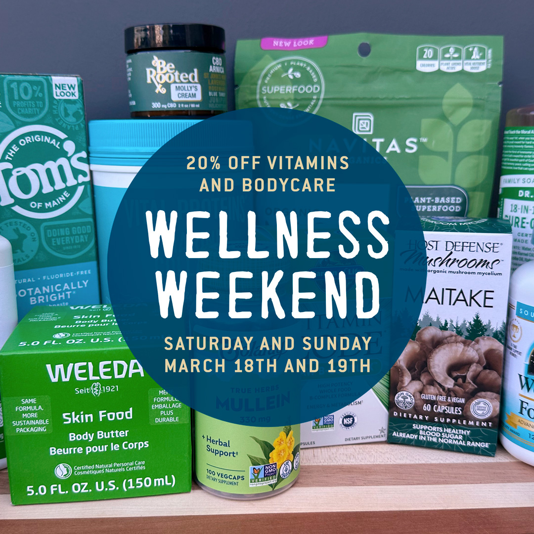 Wellness items with sale announcement