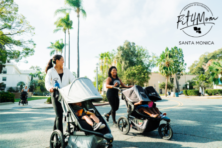 Two mom walking with children in strollers
