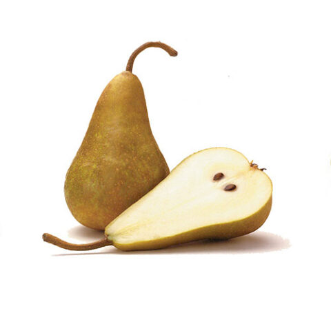 photo of bosc pear cut in half